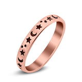 Stars Moon Ring Band 925 Sterling Silver Moon Star Band