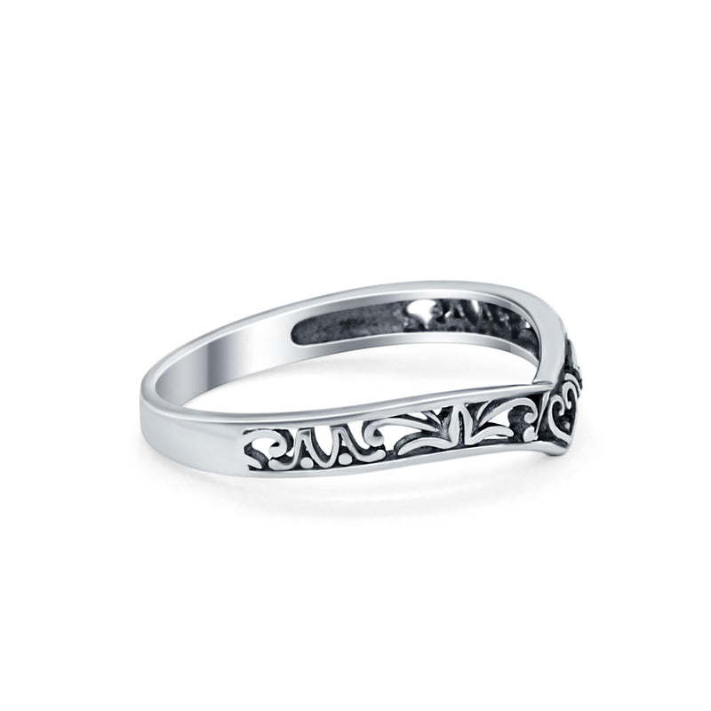 Heart Filigree Midi Thumb Ring V Band Chevron Plain Solid 925 Sterling Silver