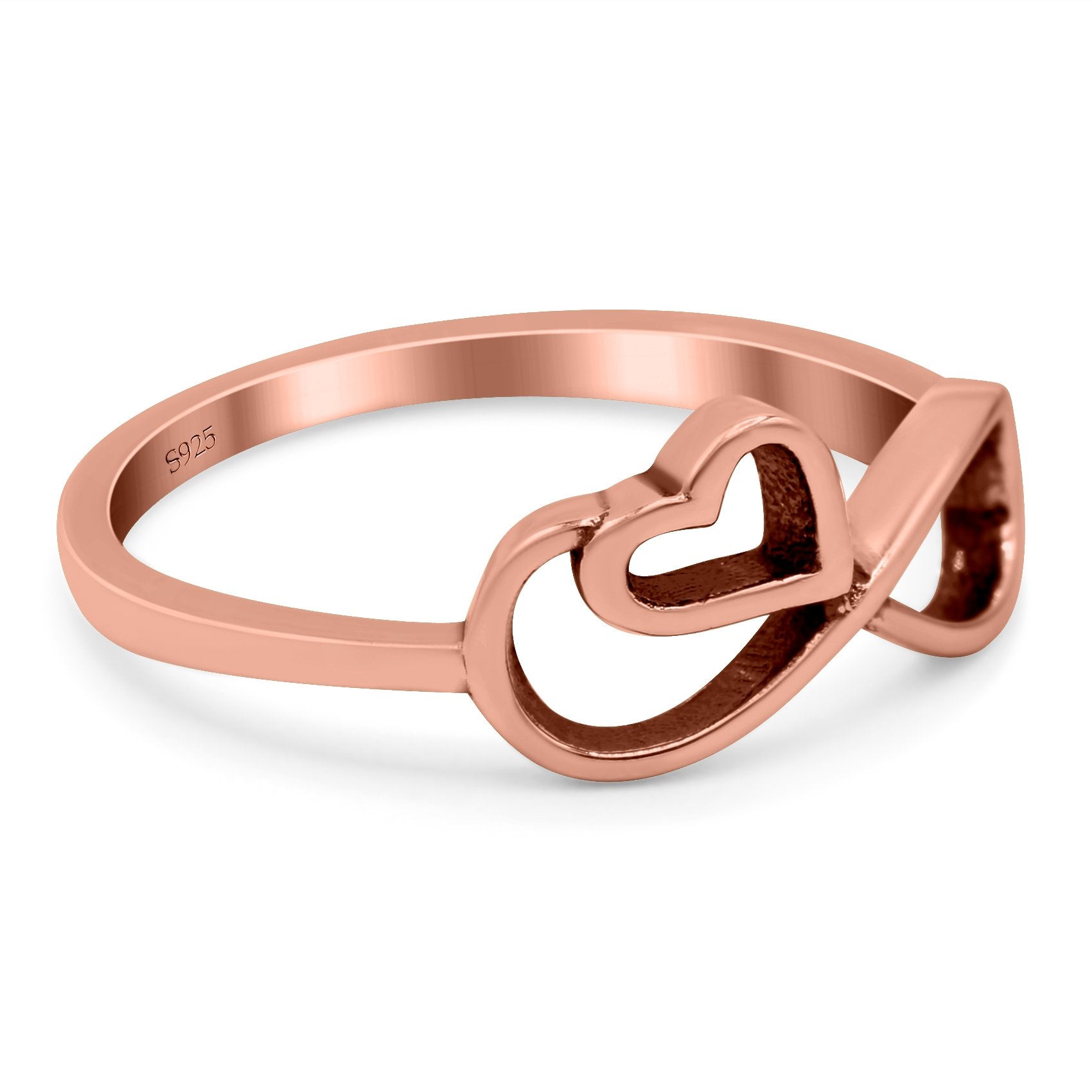 Infinity Heart Ring Oxidized Band Solid 925 Sterling Silver Thumb Ring (8mm)