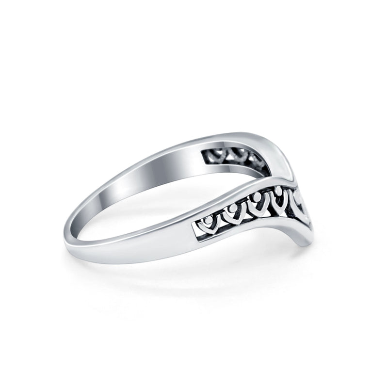 Heart Petite Thumb Ring Chevron Midi V Filigree 925 Sterling Silver