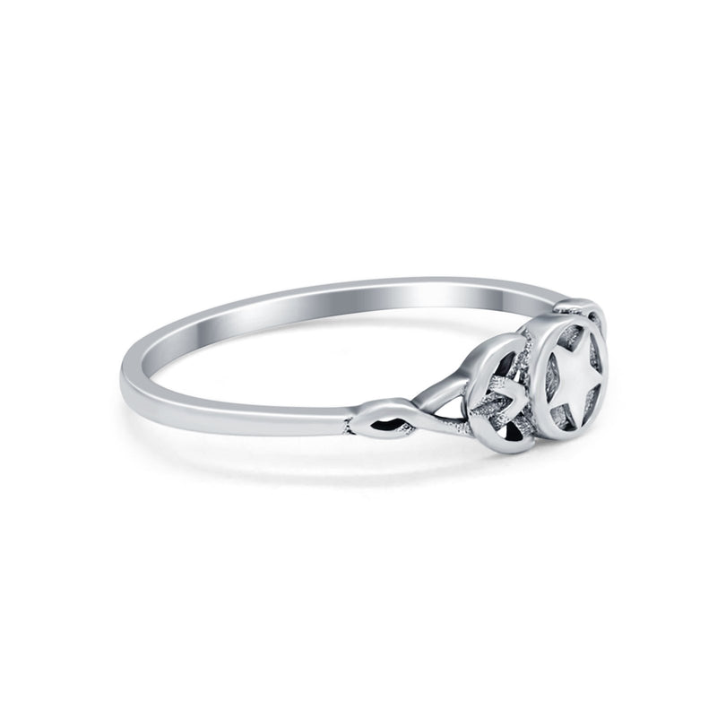 Petite Dainty Infinity Pentagram Star Thumb Ring Band 925 Sterling silver