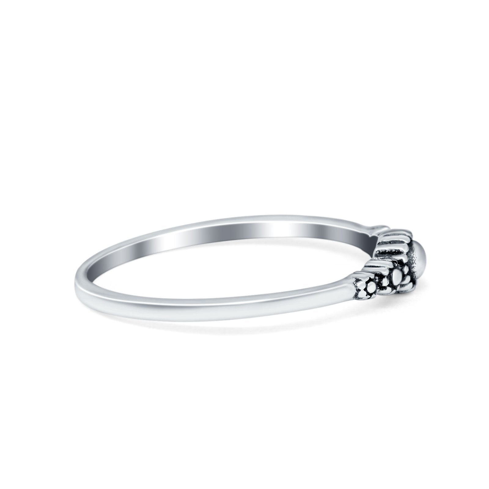 Petite Dainty Band Plain Ring Oxidized 925 Sterling Silver