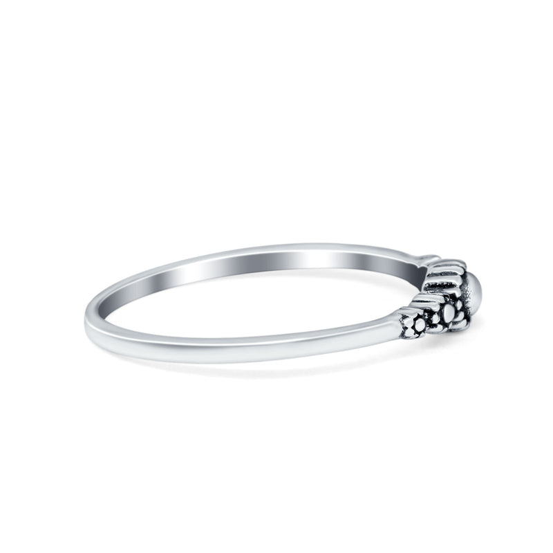 Petite Dainty Band Plain Ring Oxidized 925 Sterling Silver