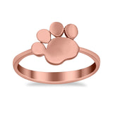 Petite Dainty Paw Print Thumb Plain Ring Band Round 925 Sterling Silver