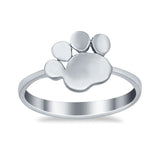 Petite Dainty Paw Print Thumb Plain Ring Band Round 925 Sterling Silver
