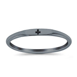 Small Cross Ring Oxidized Band Solid 925 Sterling Silver Thumb Ring (2.2mm)