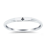 Small Cross Ring Oxidized Band Solid 925 Sterling Silver Thumb Ring (2.2mm)