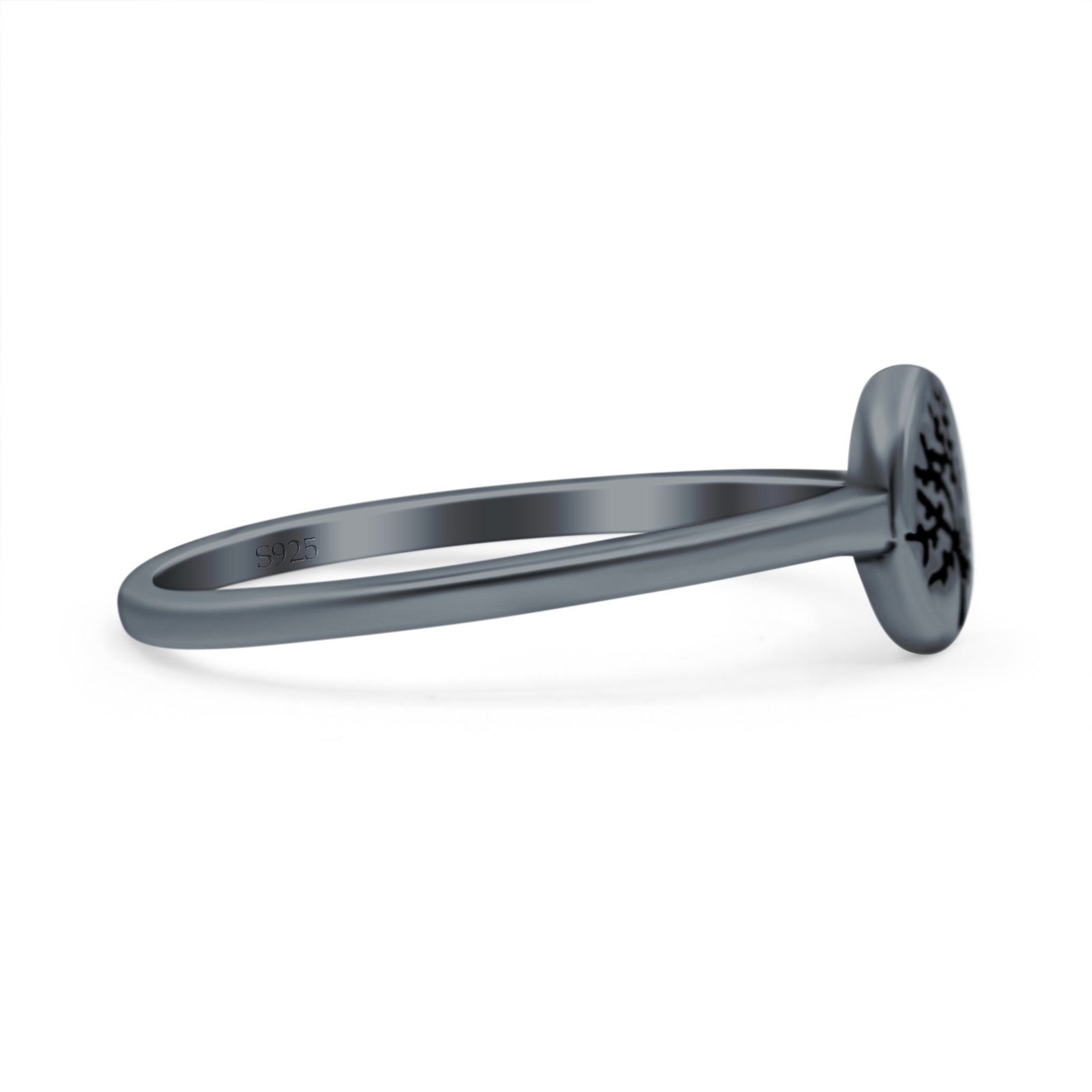 Tree of Life Ring Oxidized Band Solid 925 Sterling Silver Thumb Ring (7mm)
