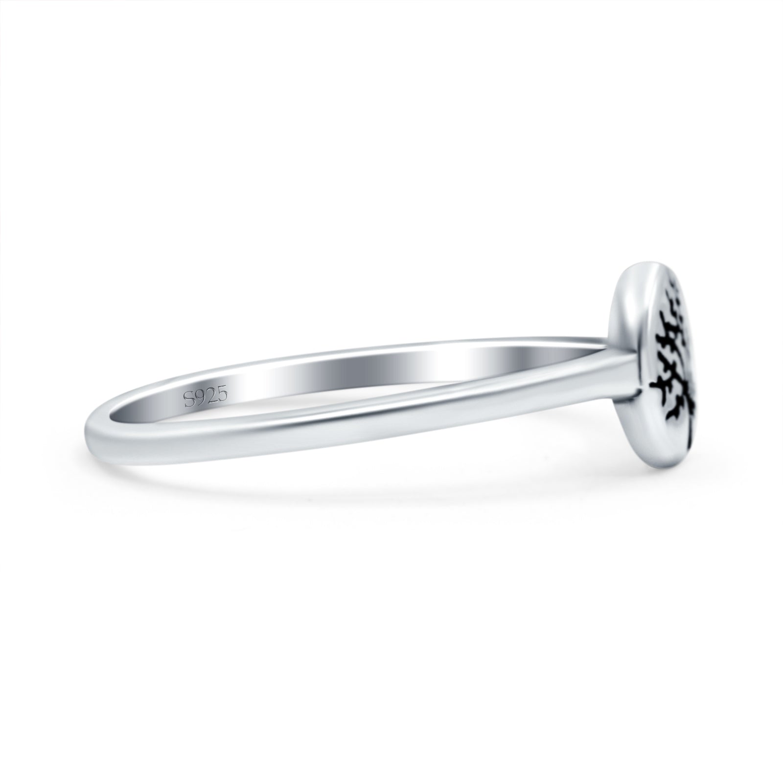 Tree of Life Ring Oxidized Band Solid 925 Sterling Silver Thumb Ring (7mm)