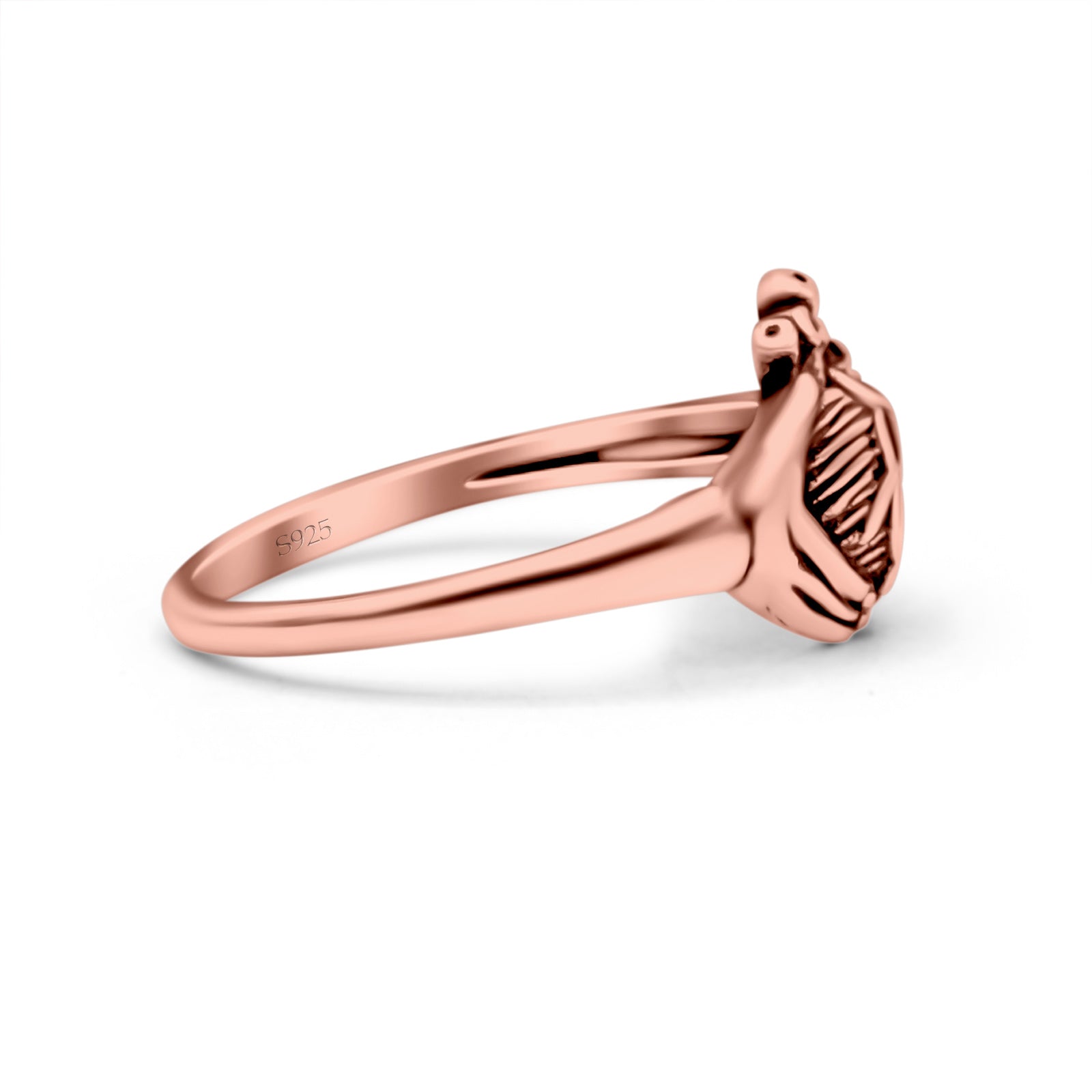 Human Heart Ring Oxidized Band Solid 925 Sterling Silver Thumb Ring (10mm)