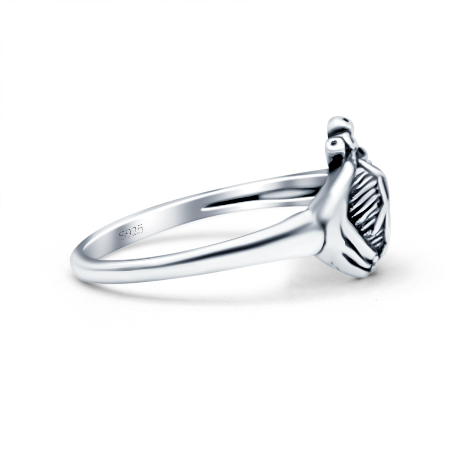Human Heart Ring Oxidized Band Solid 925 Sterling Silver Thumb Ring (10mm)