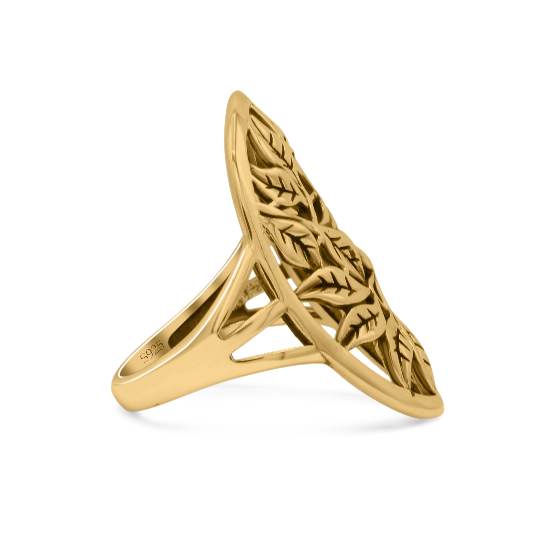 Filigree Leaves Circle Charm Tree of Life Statement Oxidized Band Solid 925 Sterling Silver Thumb Ring (27.5mm)