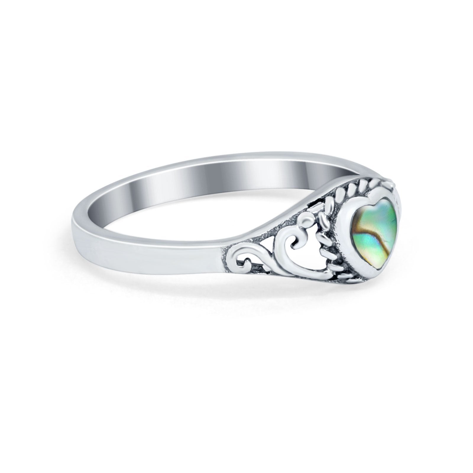 Filigree Heart Ring Oxidzied Simulated Cubic Zirconia 925 Sterling Silver