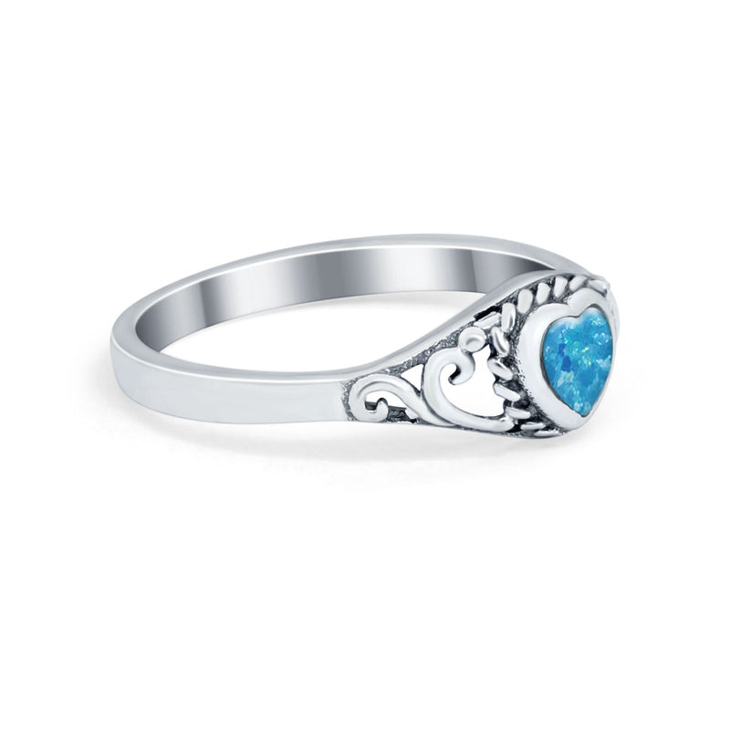 Filigree Heart Ring Oxidzied Simulated Cubic Zirconia 925 Sterling Silver