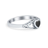 Filigree Heart Ring Oxidzied Simulated Cubic Zirconia 925 Sterling Silver