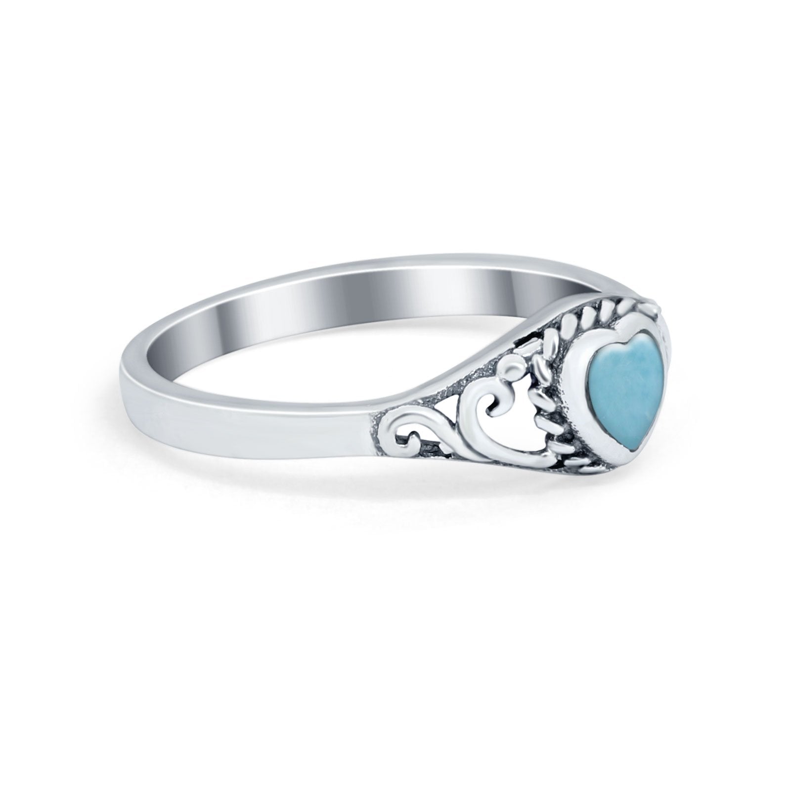 Filigree Heart Ring Oxidzied Simulated Cubic Zirconia 925 Sterling Silver