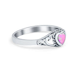 Filigree Heart Ring Oxidzied Simulated Cubic Zirconia 925 Sterling Silver