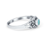 Vintage Antique Style Flower Ring Simulated Cubic Zirconia Round 925 Sterling Silver