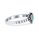 Heart Promise Ring Round Simulated Turquoise Cubic Zirconia Ring 925 Sterling Silver