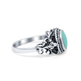 Vintage Antique Style Round Simulated Turquoise Cubic Zirconia 925 Sterling Silver