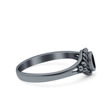 Vintage Style Lab Opal Petite Dainty Ring Solid Oxidized 925 Sterling Silver