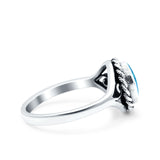 Filigree Petite Dainty Lab Opal Ring Solid Round Oxidized 925 Sterling Silver