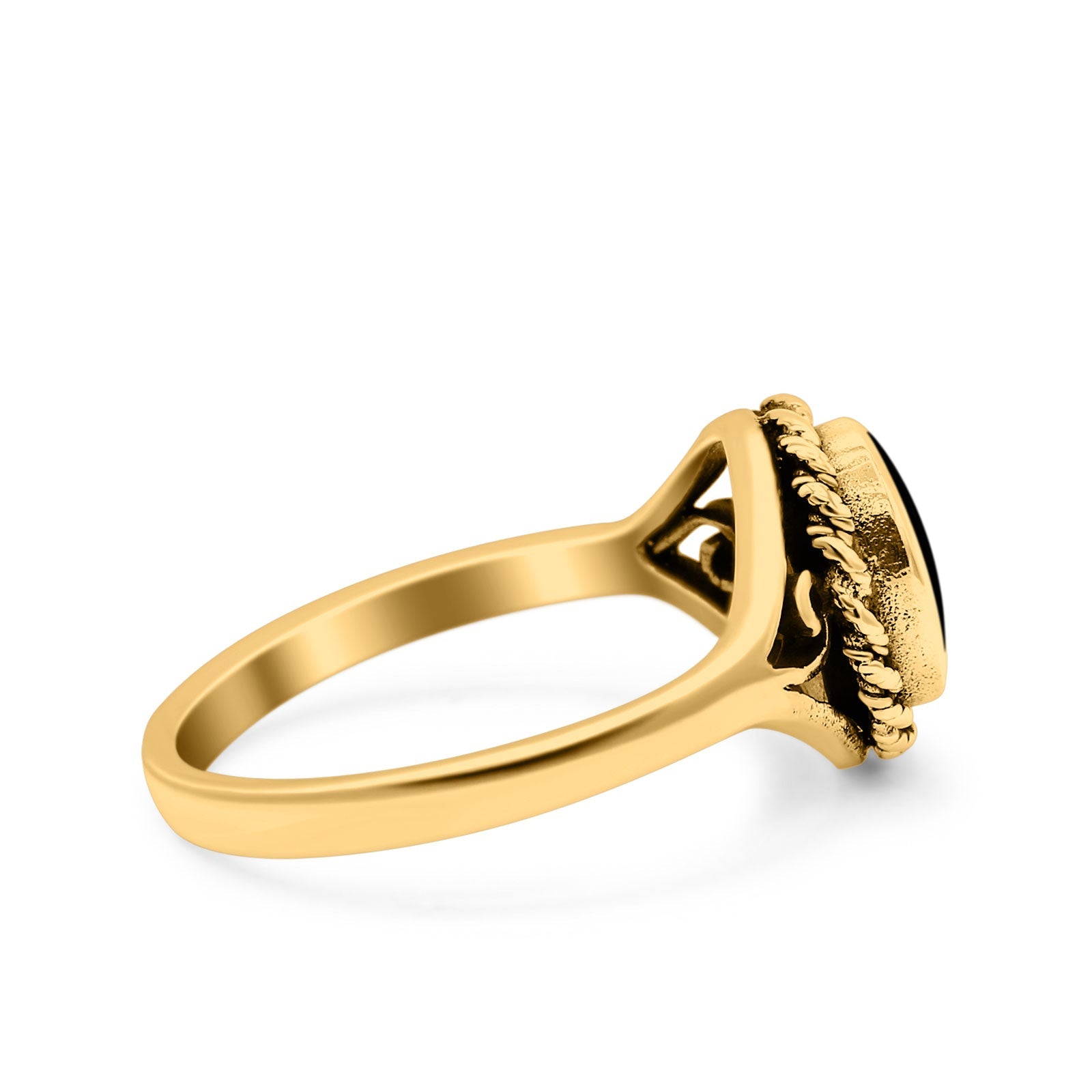 Filigree Petite Dainty Lab Opal Ring Solid Round Oxidized 925 Sterling Silver