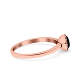 Petite Dainty Lab Opal Ring Solid Round Oxidized 925 Sterling Silver