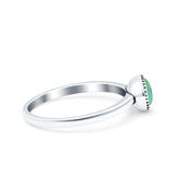 Petite Dainty Lab Opal Ring Solid Round Oxidized 925 Sterling Silver