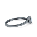 Petite Dainty Lab Opal Ring Solid Round Oxidized 925 Sterling Silver