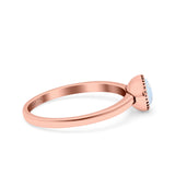 Petite Dainty Lab Opal Ring Solid Round Oxidized 925 Sterling Silver