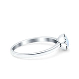 Petite Dainty Lab Opal Ring Solid Round Oxidized 925 Sterling Silver