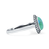 Petite Dainty Lab Opal Ring Solid Round Oxidized 925 Sterling Silver