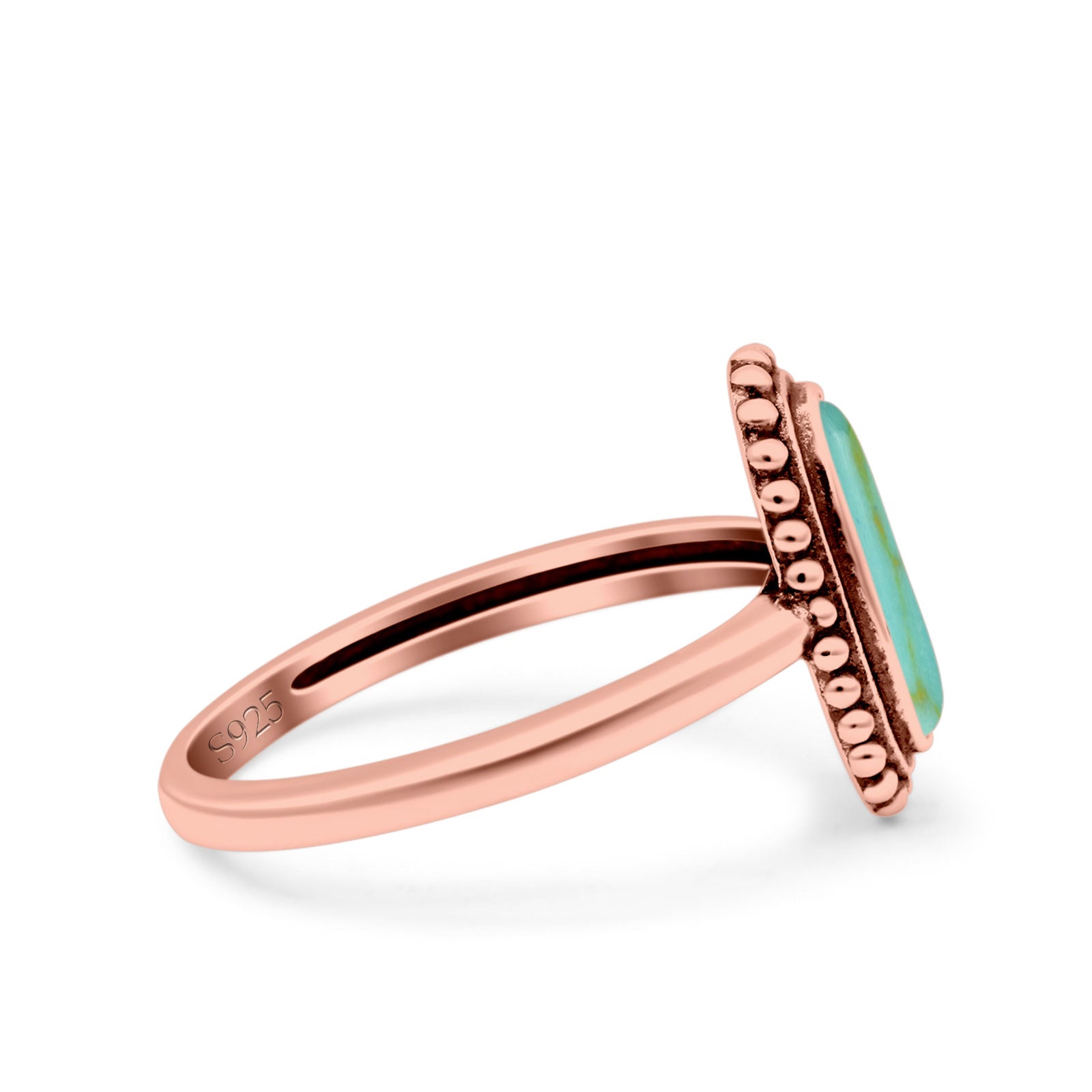 Vintage Style Oval Lab Opal Ring Solid Oxidized 925 Sterling Silver (13mm)