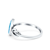 Vintage Style Oval Lab Opal Knot Ring Solid Oxidized 925 Sterling Silver