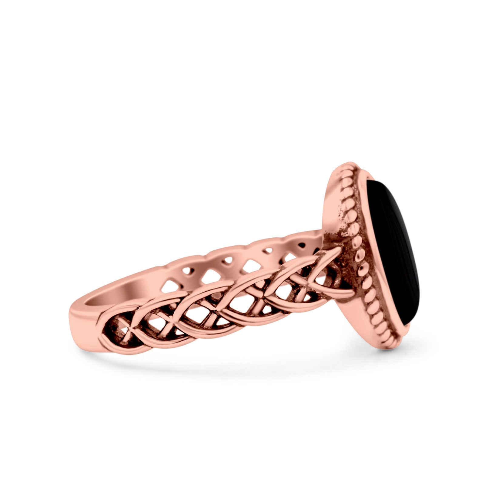 Petite Dainty Cross Vintage Style Lab Opal Ring Solid Oval Oxidized 925 Sterling Silver