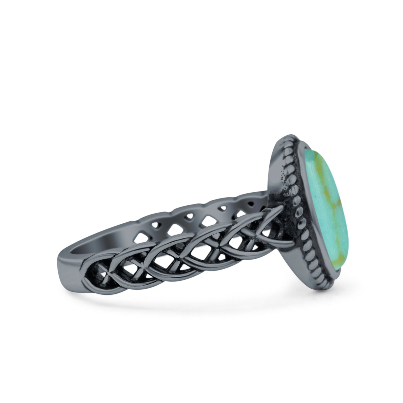 Petite Dainty Cross Vintage Style Lab Opal Ring Solid Oval Oxidized 925 Sterling Silver