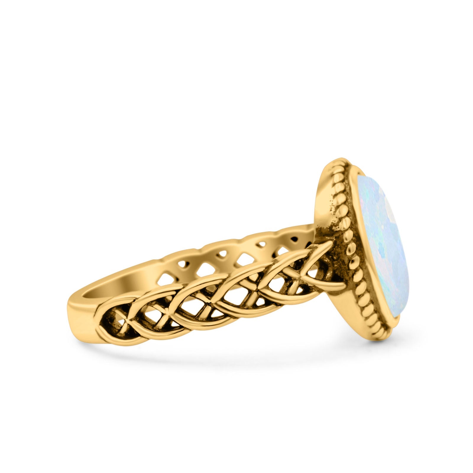 Petite Dainty Cross Vintage Style Lab Opal Ring Solid Oval Oxidized 925 Sterling Silver