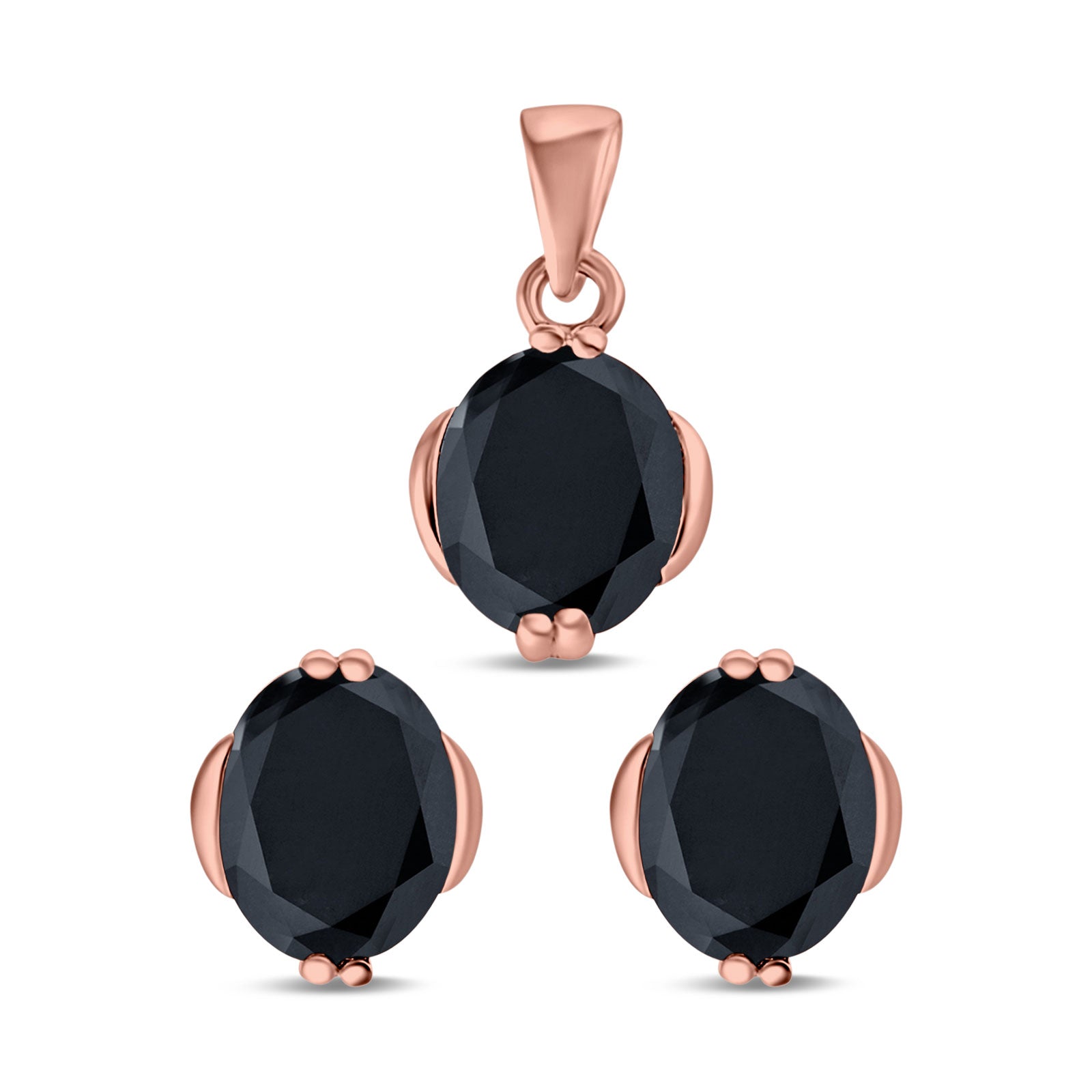 Jewelry Matching Set Pendant Earring Oval Simulated CZ 925 Sterling Silver