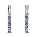 Half Eternity Huggie Hoop Earrings Round Simulated Cubic Zirconia 925 Sterling Silver (16mm)