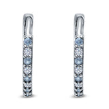 Half Eternity Huggie Hoop Earrings Round Simulated Cubic Zirconia 925 Sterling Silver (16mm)