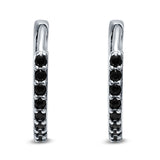 Half Eternity Huggie Hoop Earrings Round Simulated Cubic Zirconia 925 Sterling Silver (16mm)