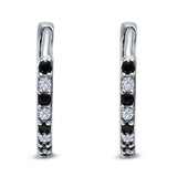 Half Eternity Huggie Hoop Earrings Round Simulated Cubic Zirconia 925 Sterling Silver (16mm)