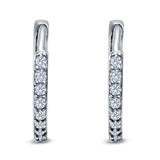 Half Eternity Huggie Hoop Earrings Round Simulated Cubic Zirconia 925 Sterling Silver (16mm)