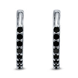 Half Eternity Huggie Hoop Earrings Round Simulated Cubic Zirconia 925 Sterling Silver (16mm)