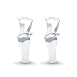 Baby Feet Design Hoop Huggie Earrings 925 Sterling Silver
