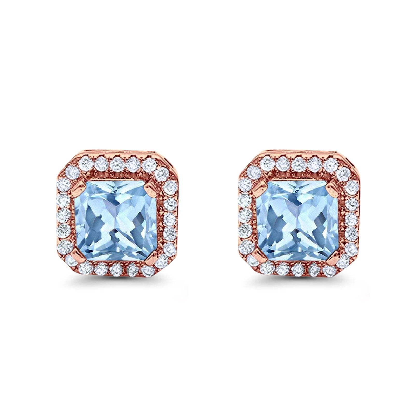 Stud Earrings Wedding Bridal Princess Simulated Cubic Zirconia Solid 925 Sterling Silver