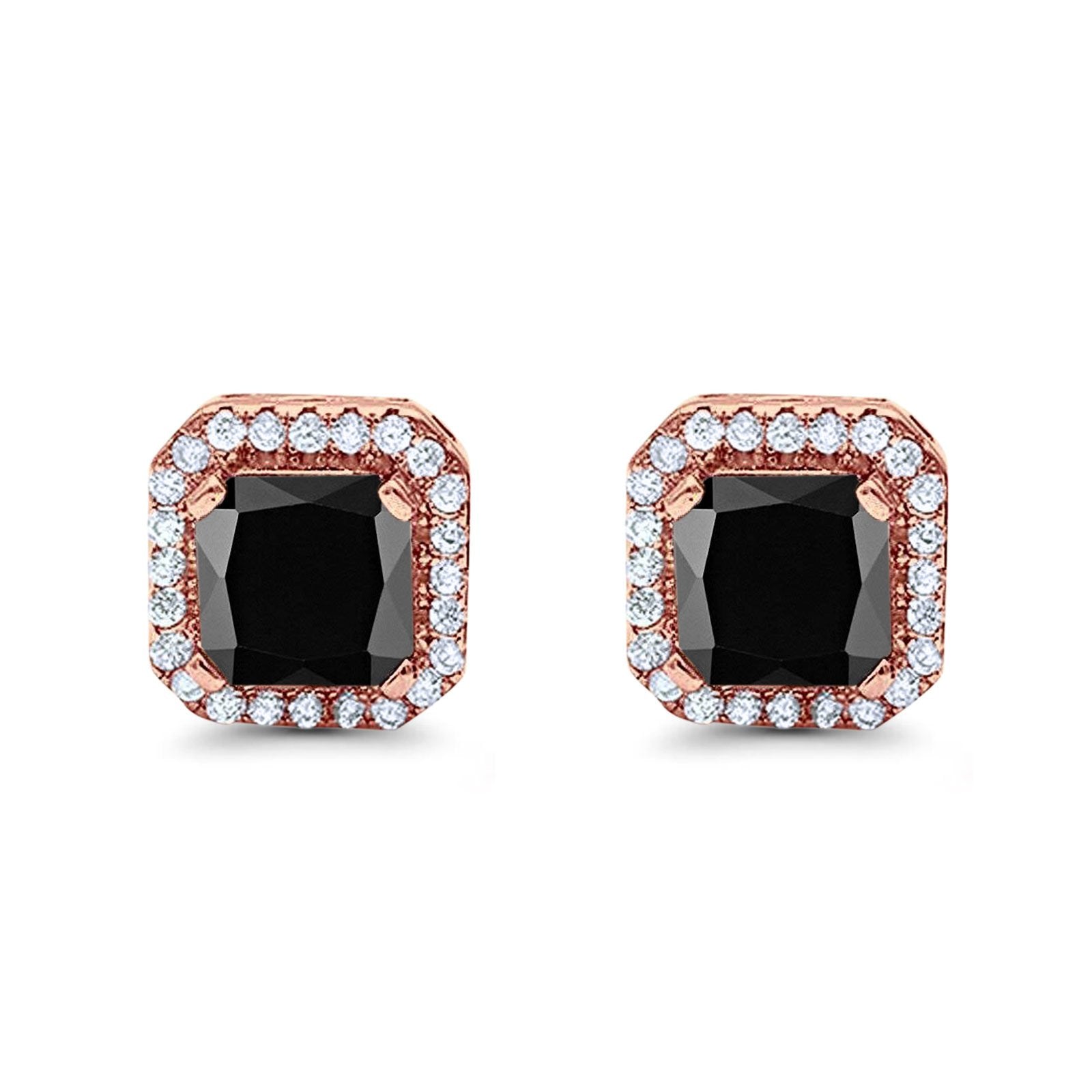 Stud Earrings Wedding Bridal Princess Simulated Cubic Zirconia Solid 925 Sterling Silver