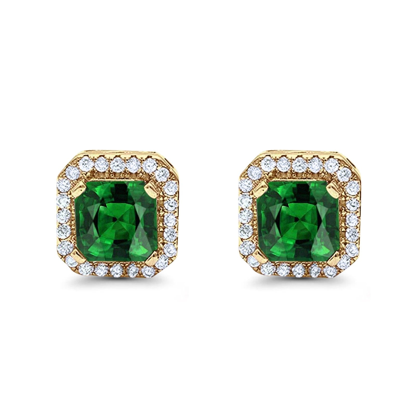 Stud Earrings Wedding Bridal Princess Simulated Cubic Zirconia Solid 925 Sterling Silver