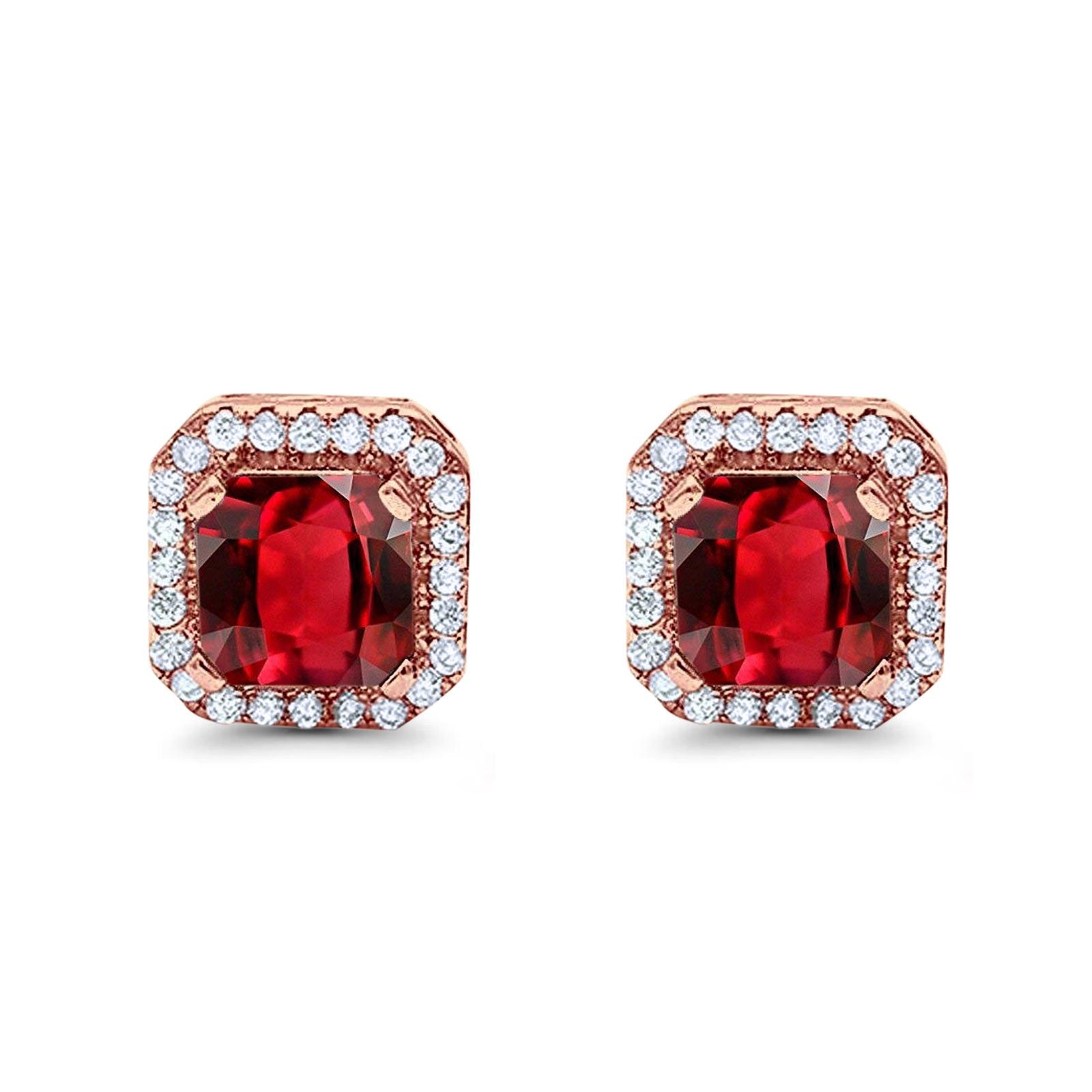 Stud Earrings Wedding Bridal Princess Simulated Cubic Zirconia Solid 925 Sterling Silver